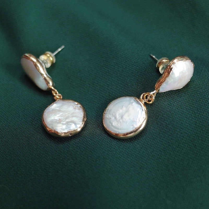 15-18mm AAAA White Real Big Baroque Pearl Drop Earrings in 14K Gold For Dainty Wedding Earrings Jewelry