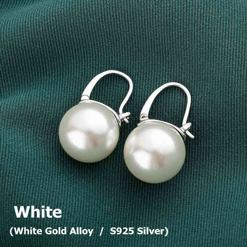 Elegant 14mm Big Pearl Drop Earrings S925 Clasp | Available in White, Champagne, Grey, Gold and Black | Pearl Drop Earrings