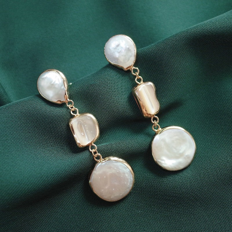 15-18mm AAAA White Real Big Baroque Pearl Drop Earrings in 14K Gold For Dainty Wedding Earrings Jewelry