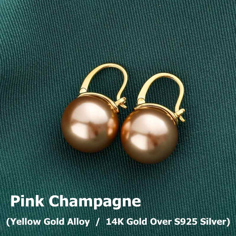 Elegant 14mm Big Pearl Drop Earrings S925 Clasp | Available in White, Champagne, Grey, Gold and Black | Pearl Drop Earrings