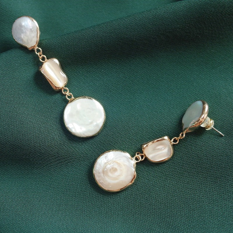 15-18mm AAAA White Real Big Baroque Pearl Drop Earrings in 14K Gold For Dainty Wedding Earrings Jewelry