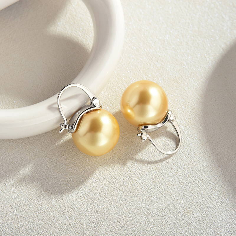 Elegant 14mm Big Pearl Drop Earrings S925 Clasp | Available in White, Champagne, Grey, Gold and Black | Pearl Drop Earrings