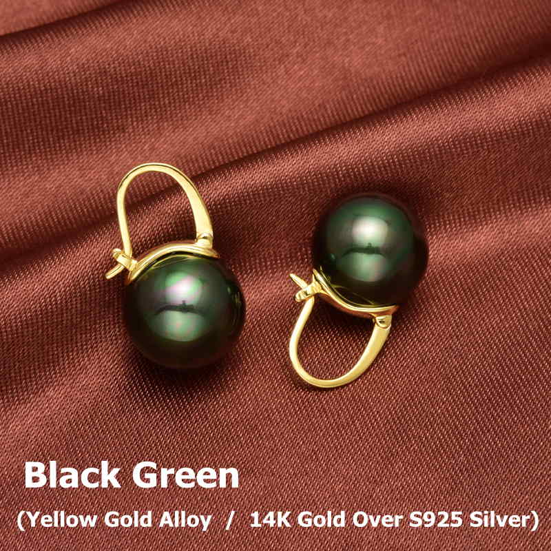 Elegant 14mm Big Pearl Drop Earrings S925 Clasp | Available in White, Champagne, Grey, Gold and Black | Pearl Drop Earrings