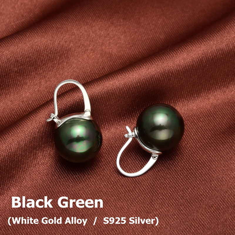 Elegant 14mm Big Pearl Drop Earrings S925 Clasp | Available in White, Champagne, Grey, Gold and Black | Pearl Drop Earrings