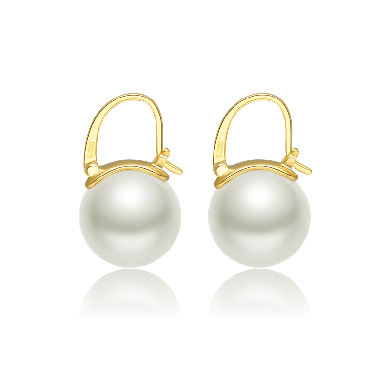 Elegant 14mm Big Pearl Drop Earrings S925 Clasp | Available in White, Champagne, Grey, Gold and Black | Pearl Drop Earrings