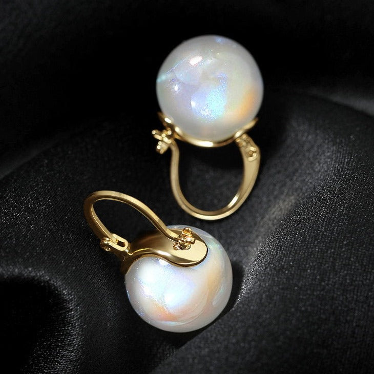 Summer Must-have 14mm Big Opal Drop Earrings | Moonstone Earrings with 14K Gold Plated Clasp