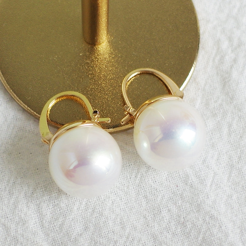 New Color Elegant Pearl Earrings | Earrings with 14mm Big Pearl | Pearl Drop Earrings