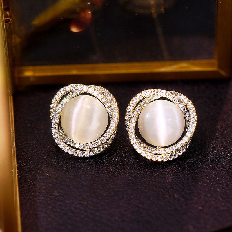 white opal diamond earring opal stud earrings
