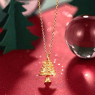 Collar de árbol de Navidad de oro pequeño Cadena de oro con plata debajo Regalo de Navidad