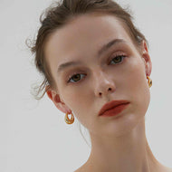 Pendientes de aro pequeños con línea de diamantes | Pendientes de aro de oro y plata | Aros gruesos con pasador S925