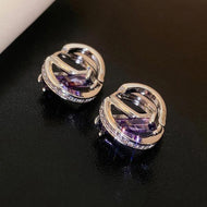 Vintage Earrings Creative Double X Shaped Earring Hollow Zircon  Temperament Earrings Hoop