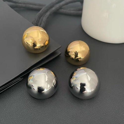 Gold and Silver Glossy Half Round Ball with S925 Silver Pin