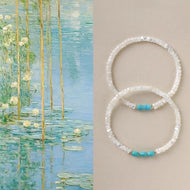 Natural Shell and Turquoise Stone Bracelet Vintage Style Beaded Elastic Rope Bracelet