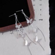 Vintage Style Silver Butterfly Long Dangling Earrings | Available in Earring stud and Earring Clip