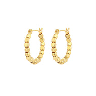 Metallic Cube Beaded Hoop Earrings 18K Gold Plated and Silver