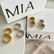 Chunky Twisted Hoop Earrings Gold and Silver Earrings with S925 Silver Pins