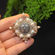 Handmade Silver Pearl Brooch Pin Vintage Style Royal Brooch