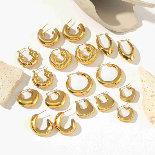 Gold Chunky Hoop Earrings 14K Gold Plated Moon Huggie Earrings with S925 Pin