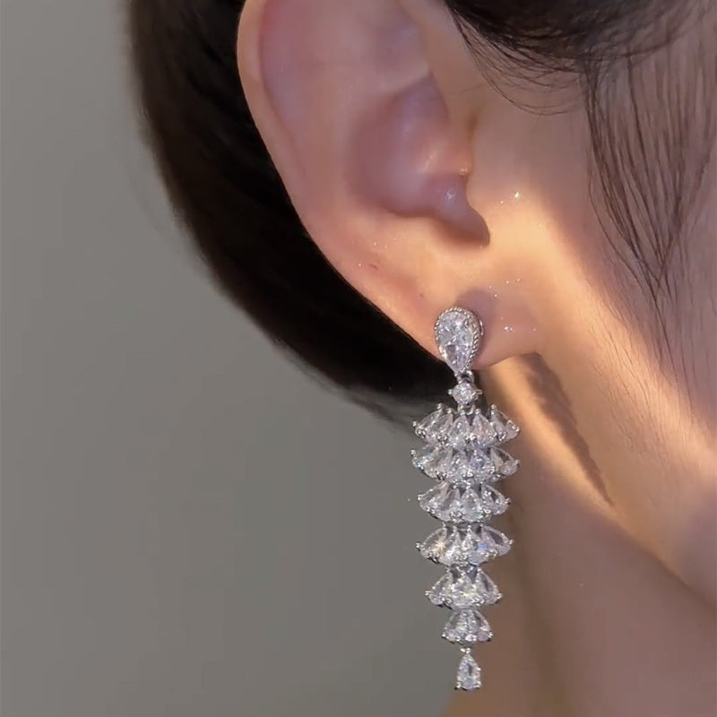 Buy Exclusive Long Cz Silver Rhodium Plated Diamond Chandelier Earrings,indian  Jewelry,statement Earrings,diamond Earrings,indian Earrings Online in India  - Etsy