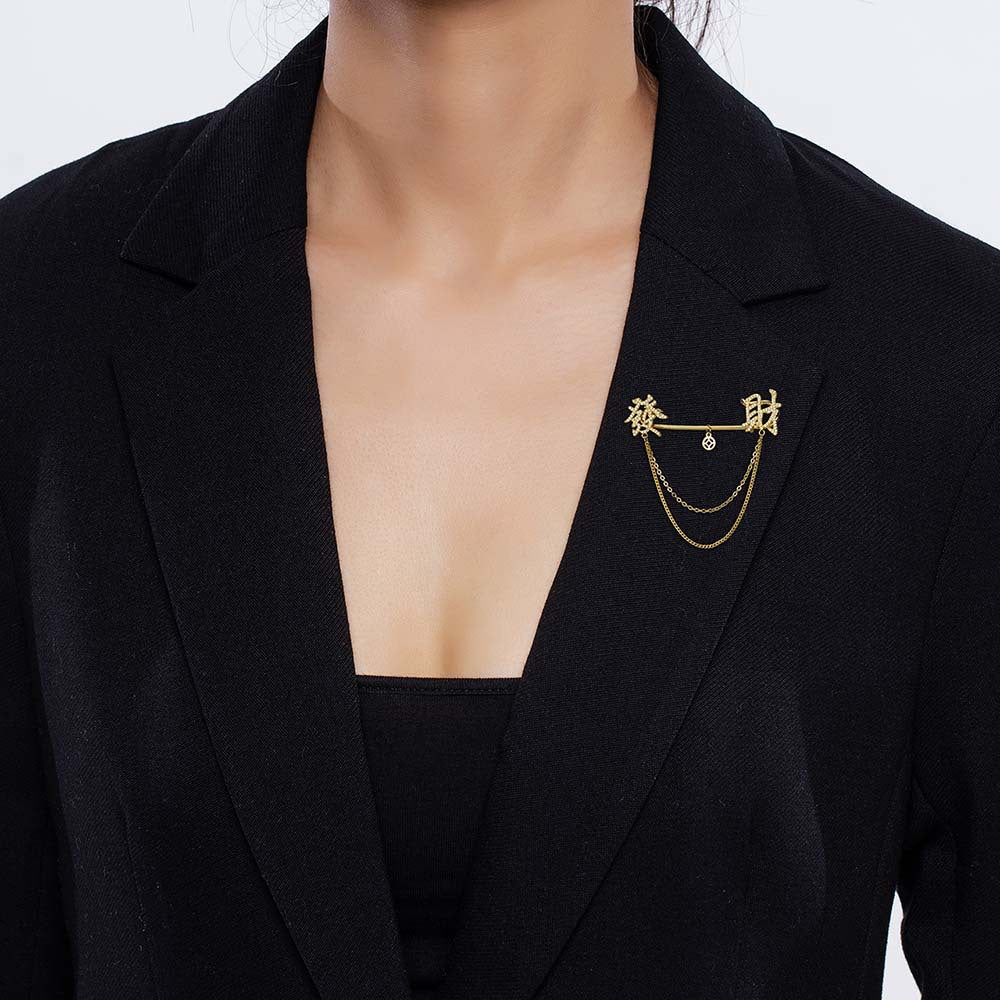 Tassel Zircon Brooch Shirt Collar Pin Handmade Vintage Gold