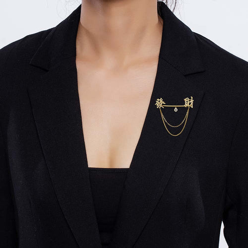 Tassel Zircon Brooch Shirt Collar Pin Handmade Vintage Gold Diamond Brooch 
