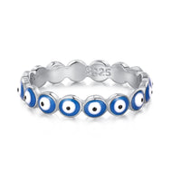 Solid Sterling Sliver Ring Lucky Eye Fashion Designed Blue Ring