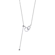 Silver Double Hoop Pendant Necklace Adjustable Chain Silver Plated Necklace