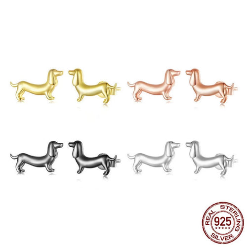 Kleine Wiener Hundeohrstecker, super süße Dackelohrstecker in Silber und Gold
