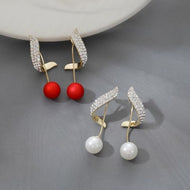 Diamond Pearl Dangle Earrings | Pearl Earring Jackets with Sterling Silver Pins