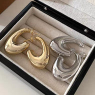 [Set of 2] Gold and Silver Hoop Earrings 2 pairs of Earrings for Women