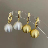 Luxury Matte Ball Drop Earrings Silver and Gold Hoop with Ball Drop S925 Silver Pin