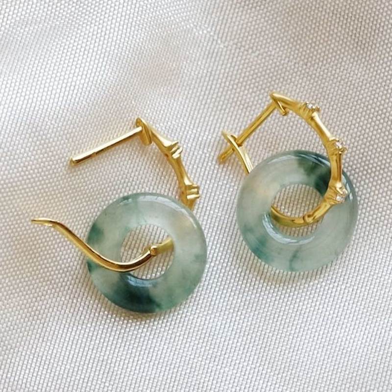 Jade bamboo earrings on sale