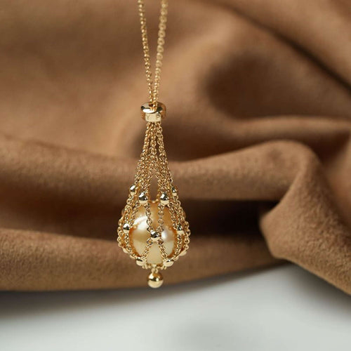 Pearl Net Pendant Necklace Gold and Silver Luxury Collarbone Necklace Long Dress Chain