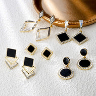 [3er-Set] Ohrringe Paar schwarze Tropfenohrringe | Zufälliges Set mit 3 Ohrringen