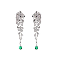 Leopard Long Drop Earrings for Women Silver and Gold Tassel Leo Earrings