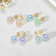 Shine like Galaxy Earrings Moonstone Stud Earrings Opal Earrings Stud Pearl Studs with 925 Silver Pin