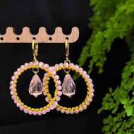 100% Handmade Big Pearl Hoop Dangling Earrings with s925 Silver Pin