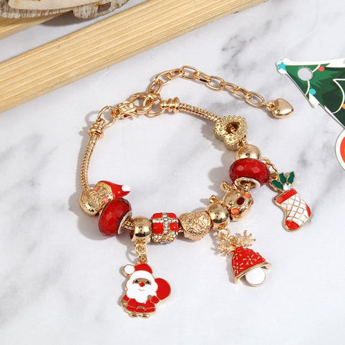 Christmas Bracelet Santa Tree Snowflake Charming Pendant Xmas Gift
