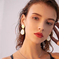 High Luster Natural Mother of Pearl Earrings Gold and Silver Dangle Earrings for Women