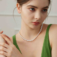 Freshwater Baroque Pearl Necklace Staggered Real Pearl Necklace 45CM with Silver Clasp