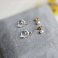 4.5MM Freshwater Pearl Earrings Jacket Crystal Ball Drop Earrings with S925 Silver Pins