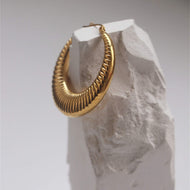 Gold and Silver Large Hoop Earrings Vintage Style Horn Pattern Earring Hoops Silver Pin (40 x 40mm)