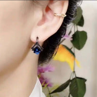 Blue Crystal Drop Earrings Vintage style Earring with S925 Silver Pins
