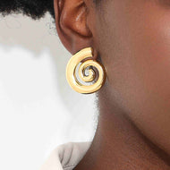 Gold and Silver Big Stud Earrings Sea Snail Holiday Fashion Earrings