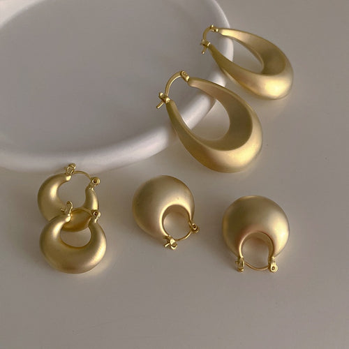 Matte Chunky Hoop Earrings | Gold and Silver Hoop Earrings | Huggie Earrings with S925 SIlver Pin