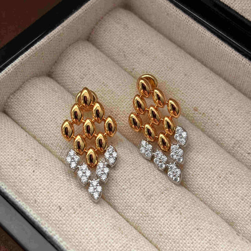 Gold and Silver Tassel Earrings Crystal Shiny Dangling Earrings with S925 Silver Pin