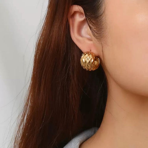 Big Gold Chunky Hoop Earrings 14K Gold Plated Wide Band Earrings with s925 Silver Pin