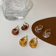 Jade Hoop Earrings Donut Hoop Drop Earrings with S925 Silver Pin