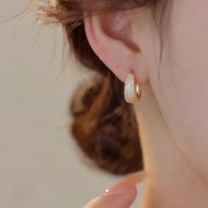 Chunky Hoop Earrings Huggie Diamond Hoop Earrings in Gold and Silver with S925 Silver Pin