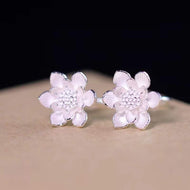 Silver Lotus Stud Earrings